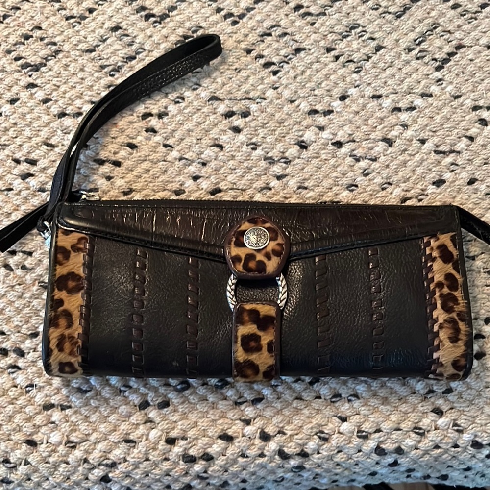 Brighton black and fur clutch